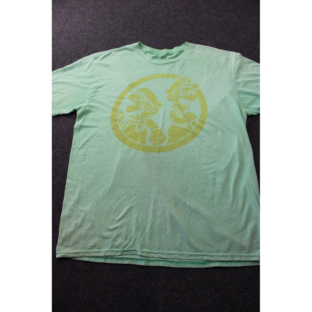 Nintendo Super Mario Luigi Graphic T-Shirt Mens Large Mint Green Heather Chill